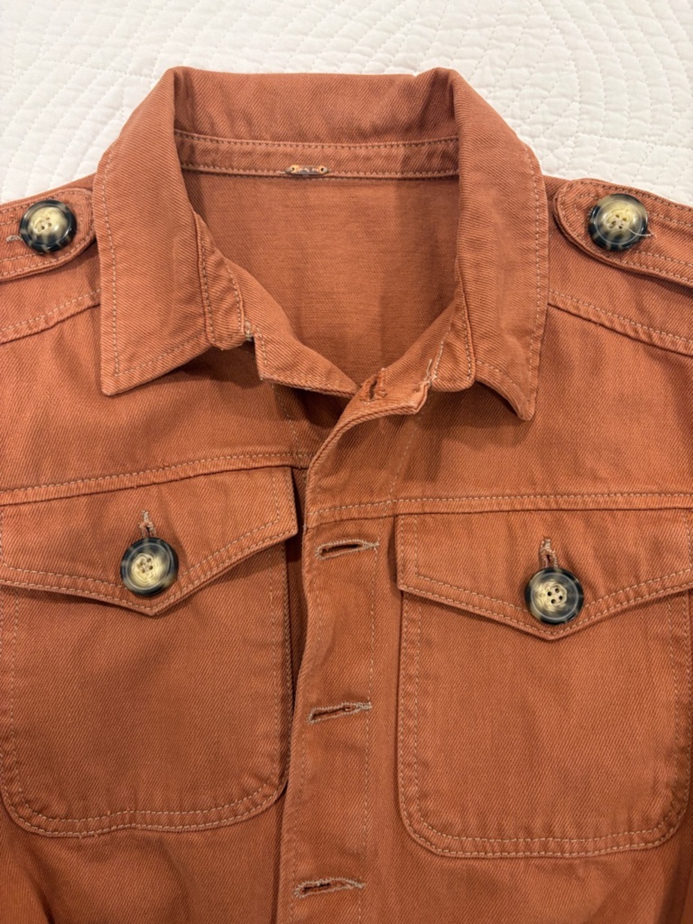 Free People Eisenhower Terracotta Denim Jacket - Picture 7 of 10